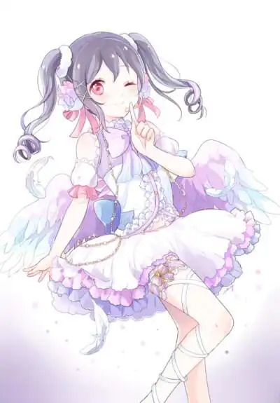 love live 矢泽妮可 天使 翅膀 少女 小清新 插画 唯美 梦幻 意境【id