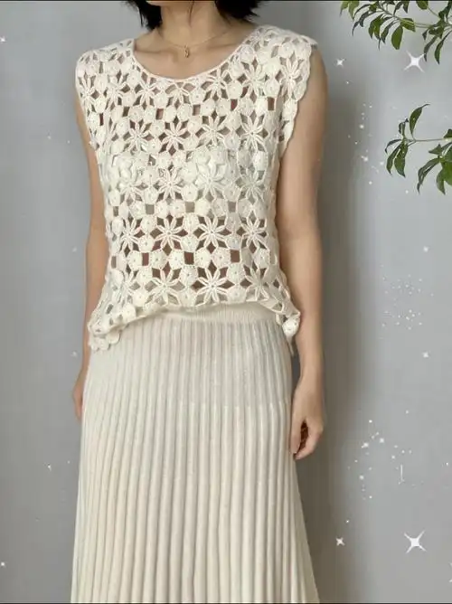 手工钩花百搭背心