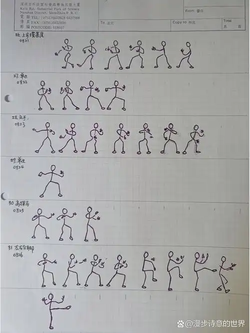 杨氏85式太极拳火柴人1-37式