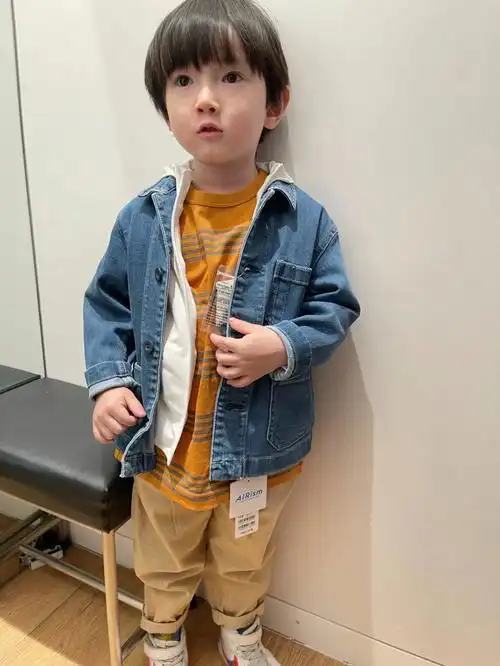 优衣库儿童牛仔外套拔草