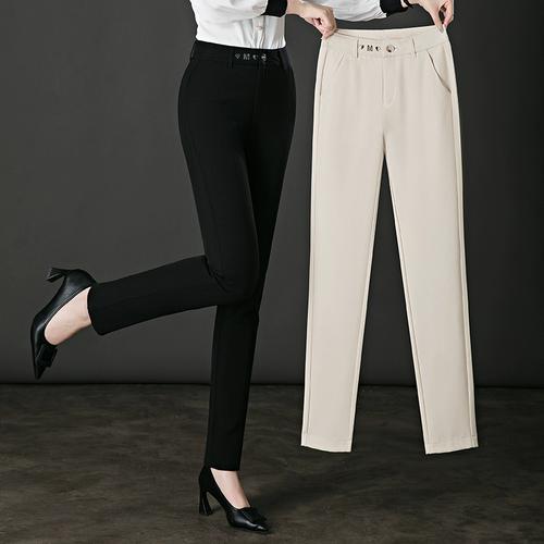 高端品质时尚女裤新款2023秋季子妈妈裤弹力显瘦中年女士直筒长裤