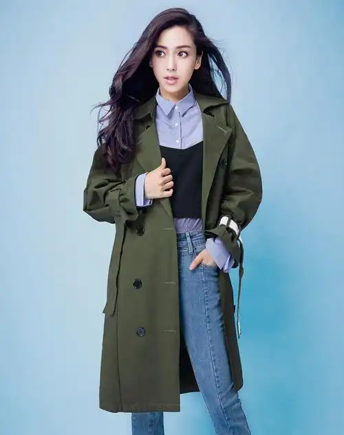 【angelababy明星同款】女款纯色风衣