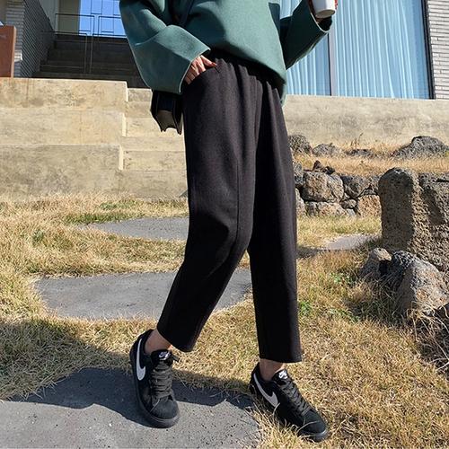 胖mm大码哈伦裤子秋冬加绒2021新款女裤加厚奶奶毛呢裤休闲萝卜裤
