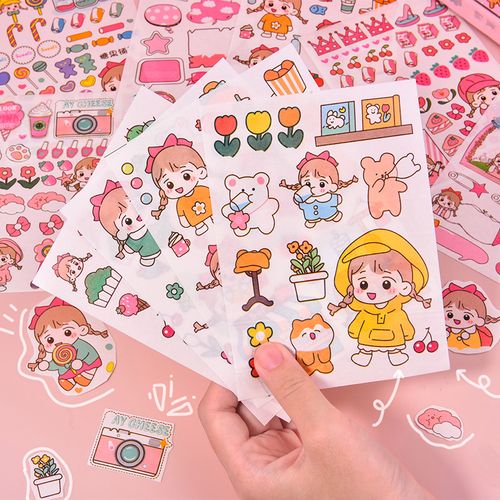 学生diy手账贴纸清新可爱人物日记装饰贴卡通贴画百搭素材纸纸包
