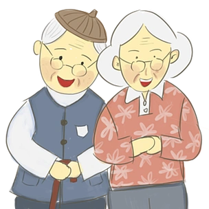 白头偕老的老夫妻免抠图