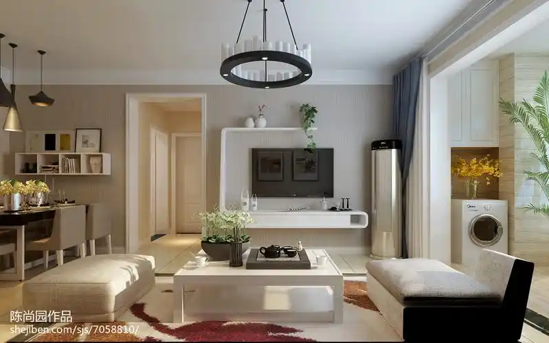 热门105平方三居客厅简约实景图片三居现代简约家装装修案例效果图