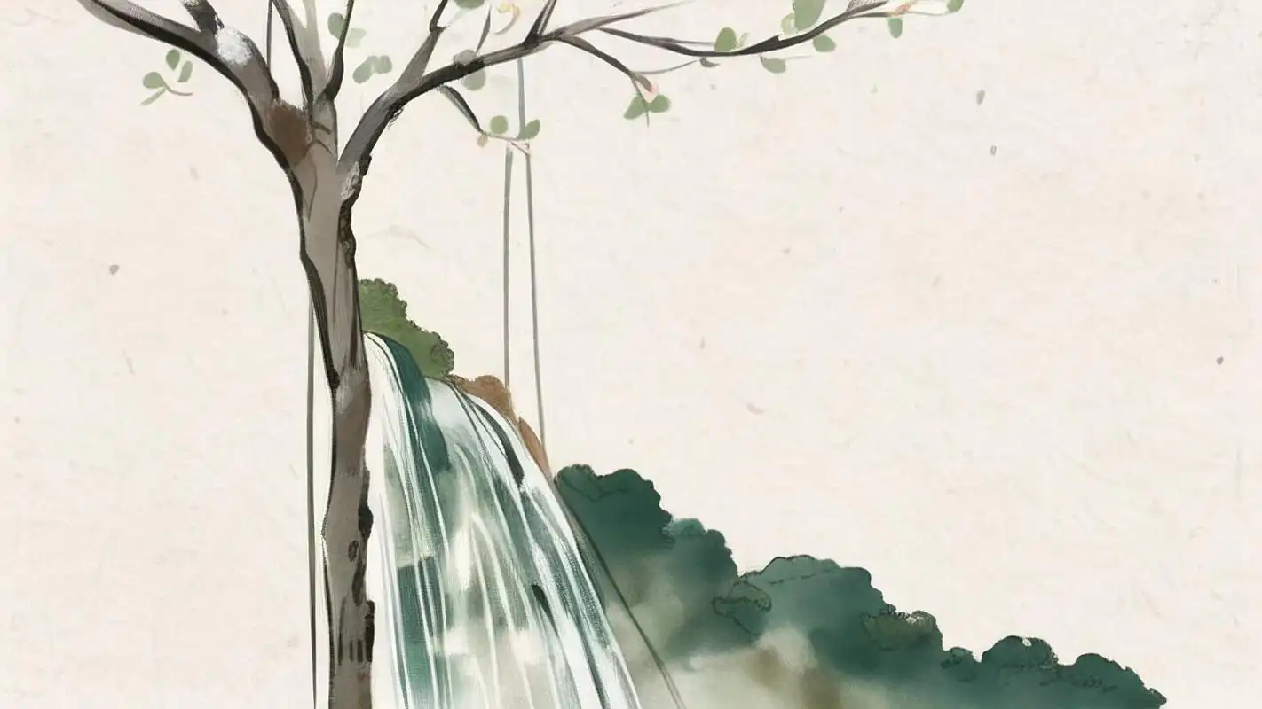 古风ppt背景图9015,绝美山水画