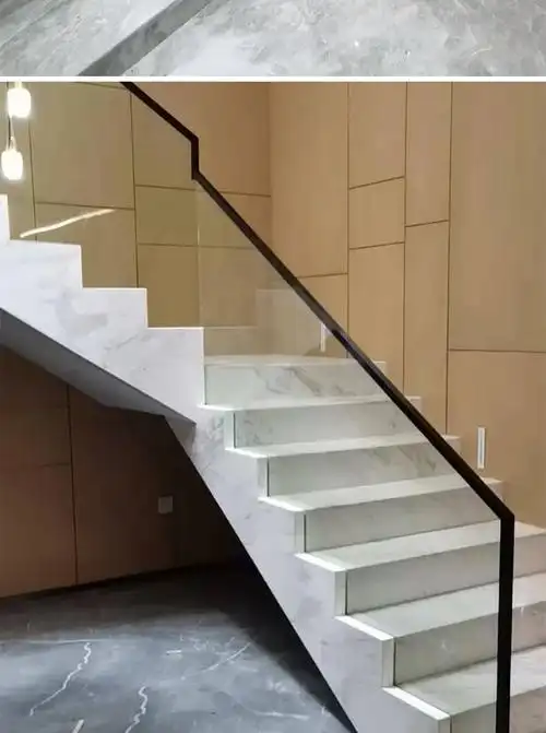 现代简约实木卡槽开槽楼梯扶手阳台栏杆玻璃u型槽轻奢金属护栏 原木纹