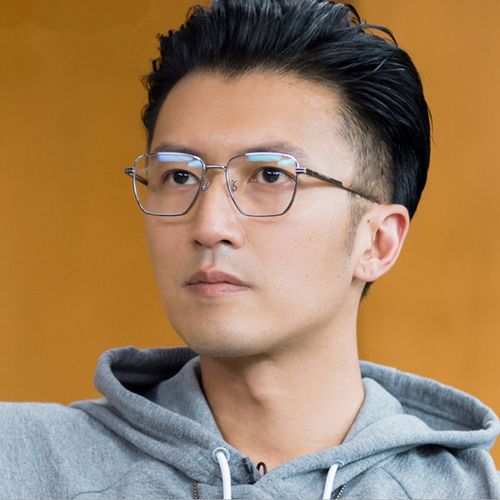 谢霆锋同款男士银色方形大框眼镜框镜架女可配近视圆脸显瘦钛合金