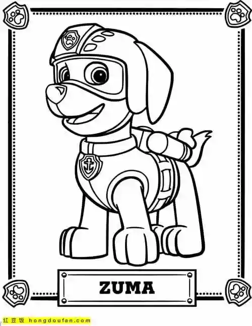 12张爱冒险的小狗汪汪特工队卡通涂色图片-红豆饭小学生简笔画大全