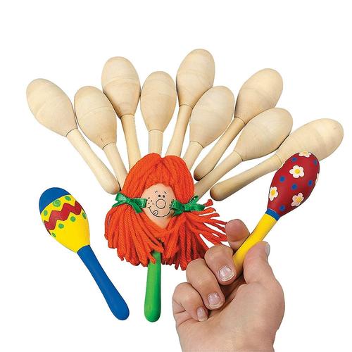 儿童手工diy木制白坯涂色鸦沙锤沙球响棒奥尔夫打击乐器安抚玩具