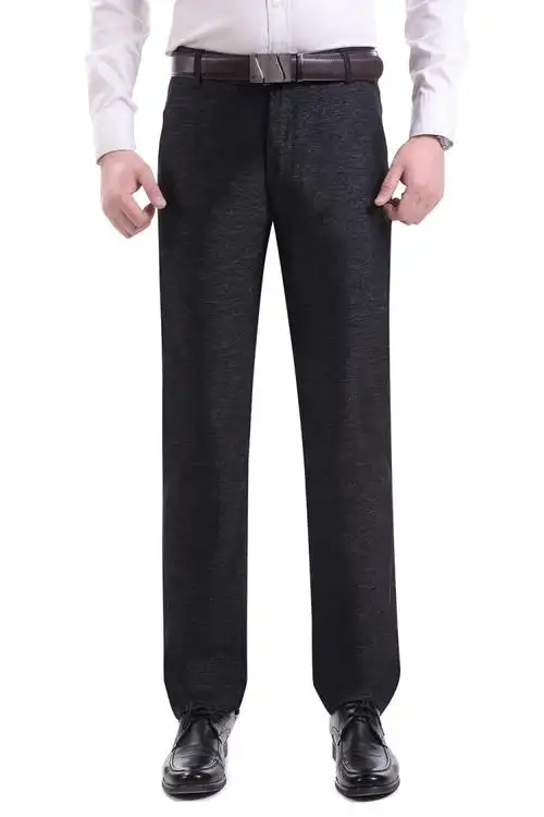 包邮中老年西裤男秋冬厚款高腰深裆休闲加肥加大码西装长裤修身款