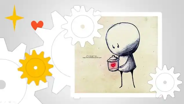 转动齿轮卡通插画ppt模板