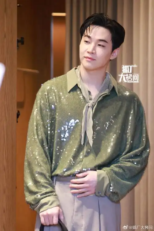 刘宪华绿色亮片衬衫