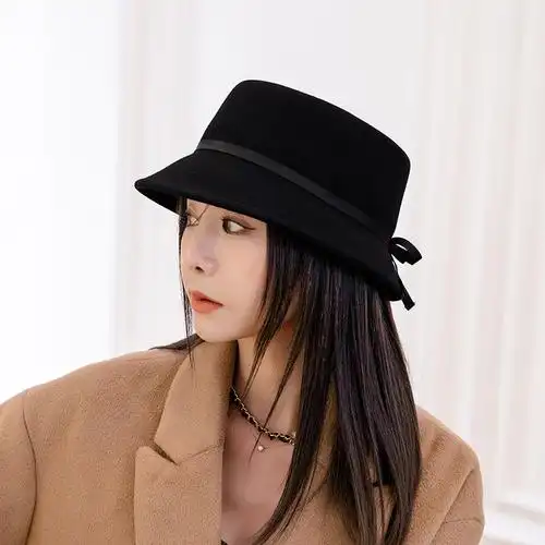 法式高级感帽子女款凹顶盆帽赫本风钟型帽女士羊毛礼帽复古渔夫帽