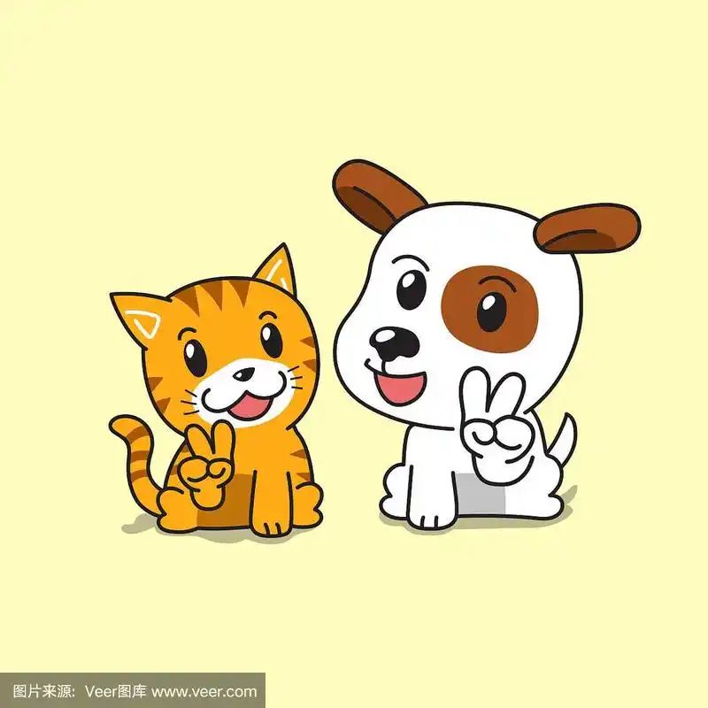 矢量卡通人物可爱的猫和狗