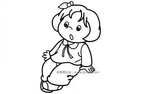 简笔画图片坐着的小女孩