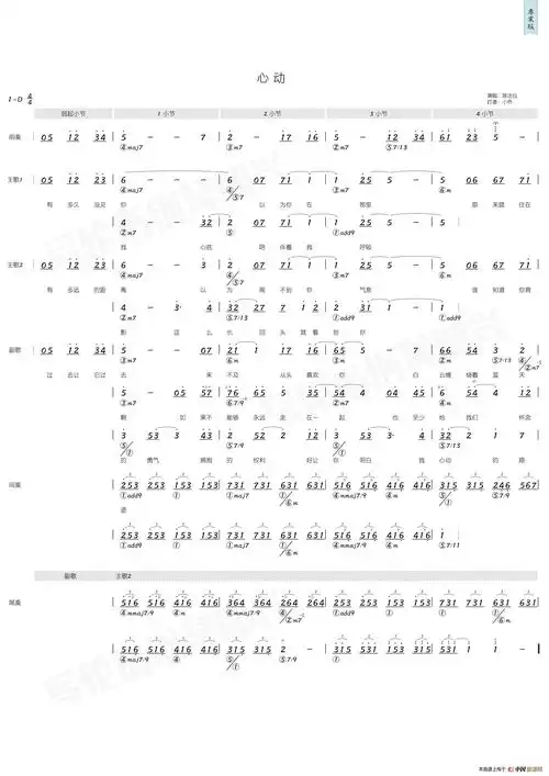 心动(简和谱)_简谱