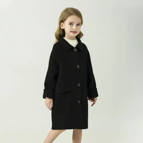 女童双面羊绒大衣2021年秋冬新款童装呢子大衣中长款儿童外套洋气