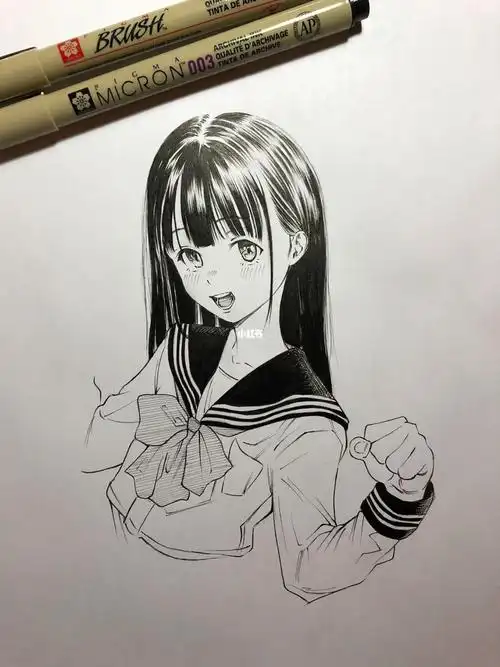 针管笔手绘  #动漫手绘  #临摹  #jk  #画画  #画渣