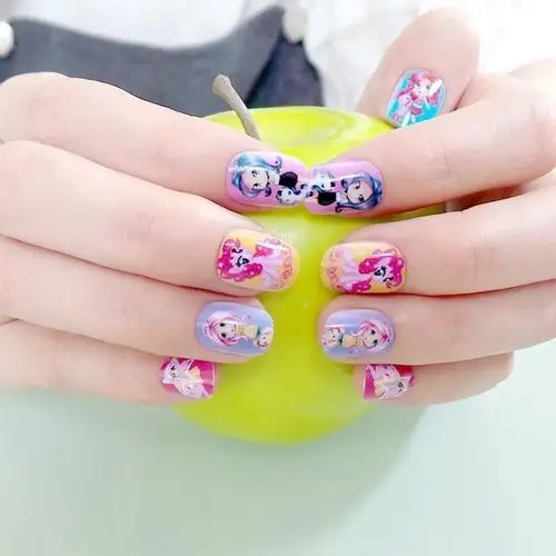 美甲套装儿童指甲贴女童防水卡通假指甲贴片美甲公主贴指甲纸优惠券