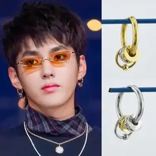 吴亦凡同款耳环中国新说唱kris嘻哈街头百搭个性潮人耳饰耳夹男女