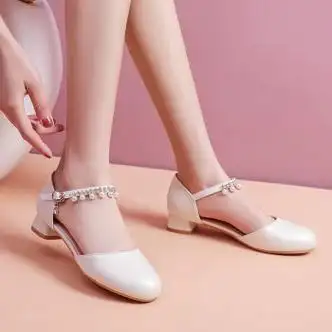 兹仕猫儿童高跟鞋女公主7-12岁女童7学生公主凉鞋9中大童10表演出 粉