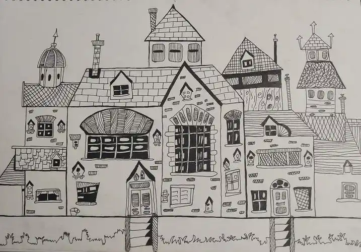 第八周课后作业 三角形构图无缝堆积创意线描画