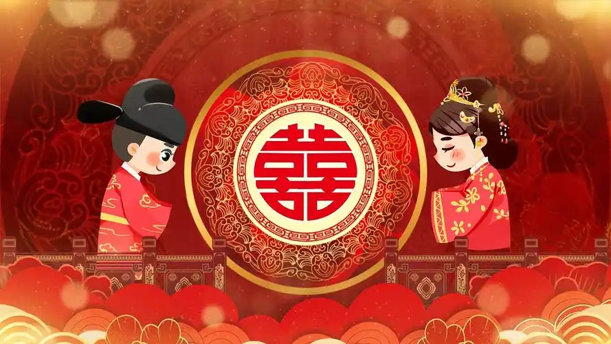 4k中式古风婚礼拜天地背景视频中式婚礼相册