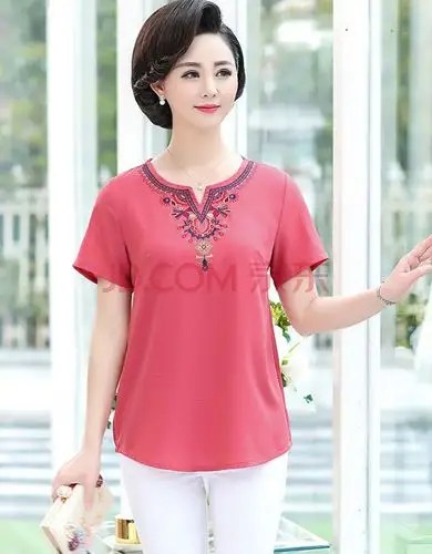 夏季新品妈妈装夏装短袖t恤2020新款中年妇女洋气上衣中老年气质休闲