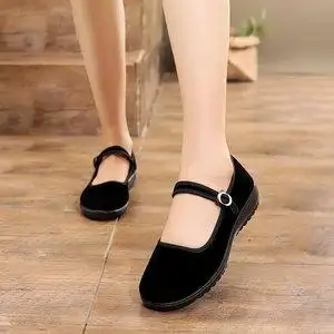 方口布鞋女黑图片