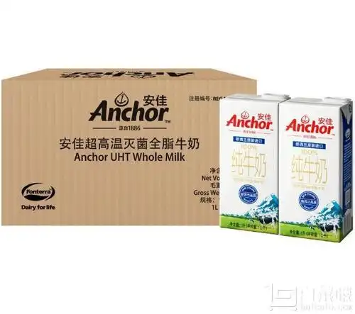 新西兰进口,anchor 安佳 超高温灭菌uht全脂牛奶 1l*12 盒 *2