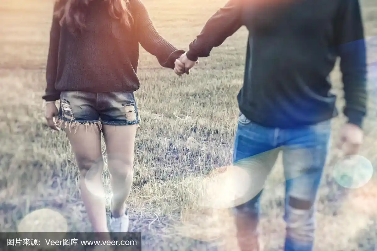 手牵手,浪漫,日光,夜晚,美