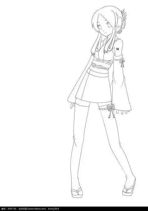 卡通人物简笔画女孩步骤