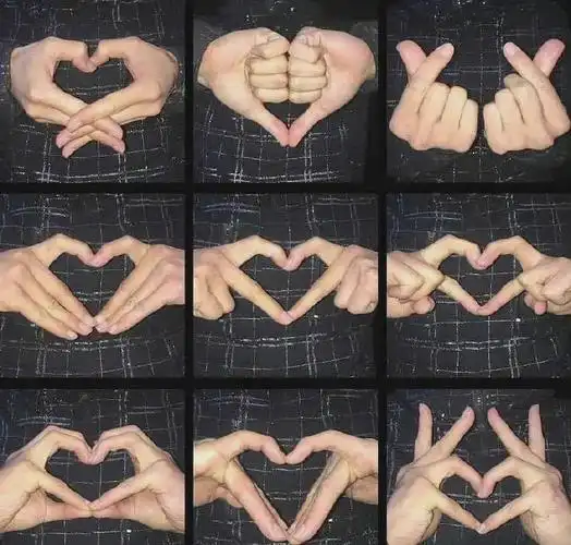 情侣这样拍照不露脸也很甜#爱心手势,手指比心方式图源网络