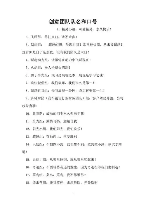 创意团队队名和口号