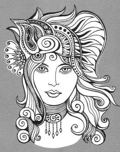 h124【我的画】线描装饰画人物(4)