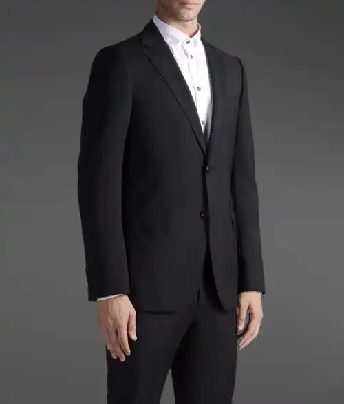 西服高端修身桑蚕丝免烫套装气质优越设计时尚男士黑色正装西装a009