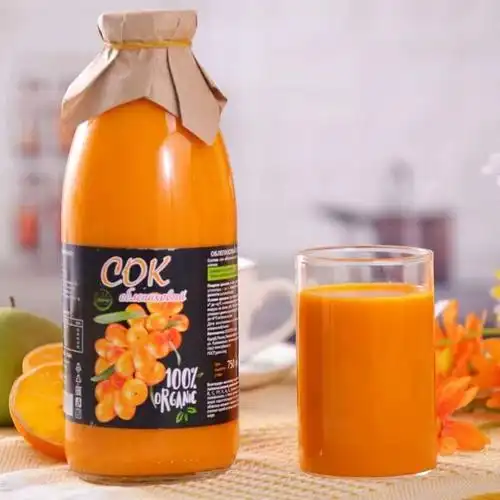 野生沙棘汁原浆果汁750ml维c无蔗糖饮料健身食品俄罗斯原瓶进口