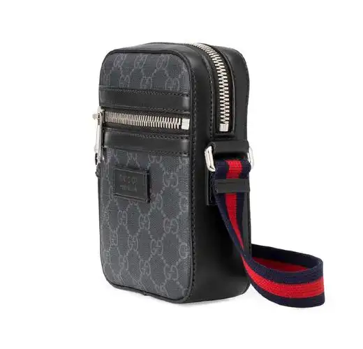 【秋尚新】gucci古驰 男士gg印花人造帆布邮差包单肩斜挎包 520送礼物