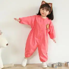 宝宝连体罩衣罩裤防脏衣婴儿全身防水爬行服吃饭衣套装外穿套棉衣