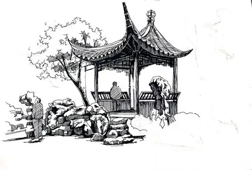 古建筑园林速写临摹(附过程图)_速写_园林_临摹_手绘_建筑_绘画_文化