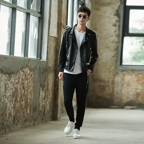 韩版修身翻领皮衣男机车拉链皮夹克潮流个性帅气短款外套男