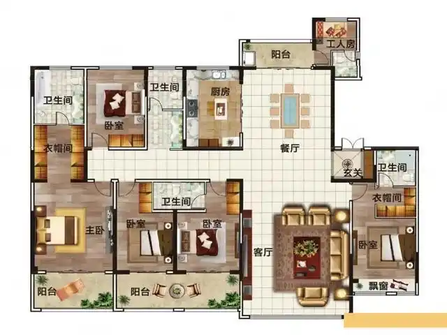 300㎡奢华大平层,内部空间实用,南向有四开间卧室,奢华