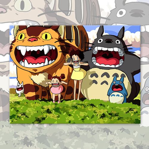 美岸数字油画diy填充丙烯颜料油彩画手绘填色龙猫卡通动漫手工装饰画