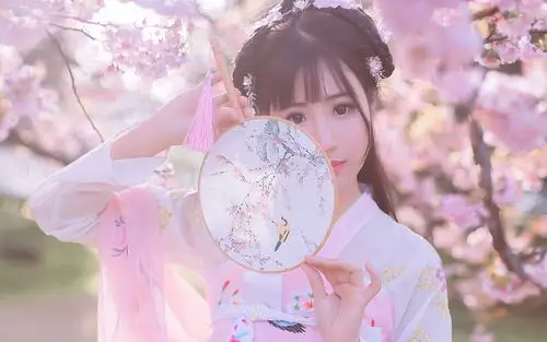 唯美古风少女粉色汉服高清壁纸