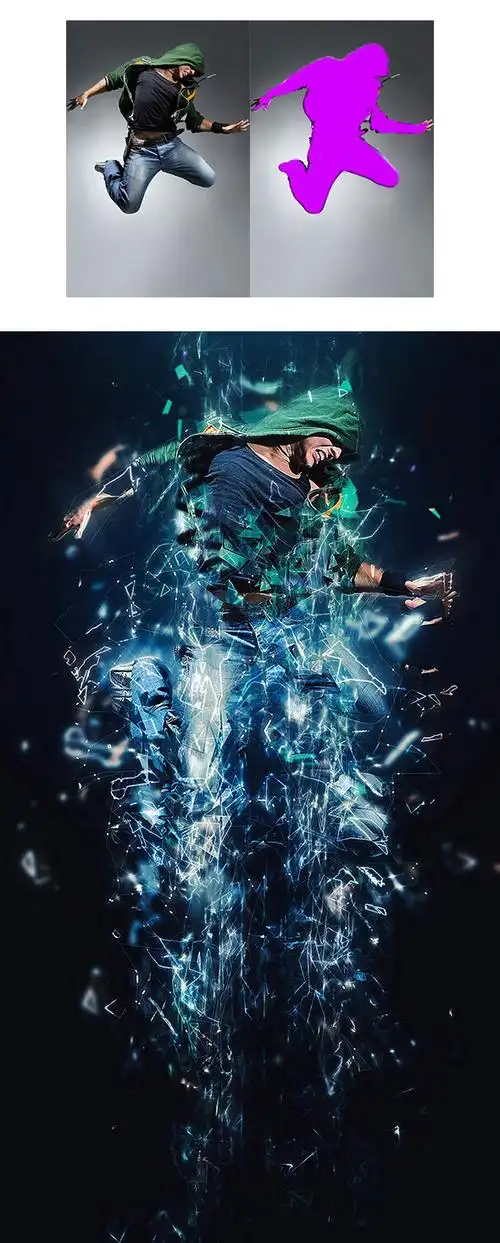 一款炫酷分形照片动作效果展示样机