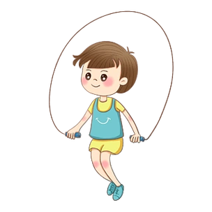 卡通跳绳的小女孩矢量素材