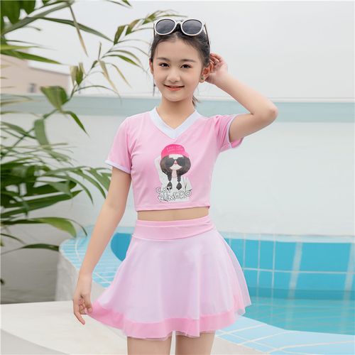 分体儿童10-13岁女孩中大童少女裙平角泳装女童儿童泳衣