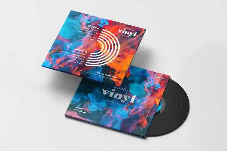 8款逼真黑胶唱片包装纸袋设计展示贴图样机psd模板vinylmockup4